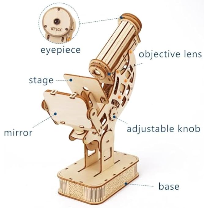 3D WOODEN PUZZLE CRAFT KITS, EDUCATIONAL BRAIN TEASER DIY CRAFTS KITS, MODEL BUILDING KITS, WOODEN PUZZLE SCIENCE GIFTS CHRISTMAS BIRTHDAY GIFT FOR ADULTS BOYS GIRLS (MICROSCOPE) - Image 3